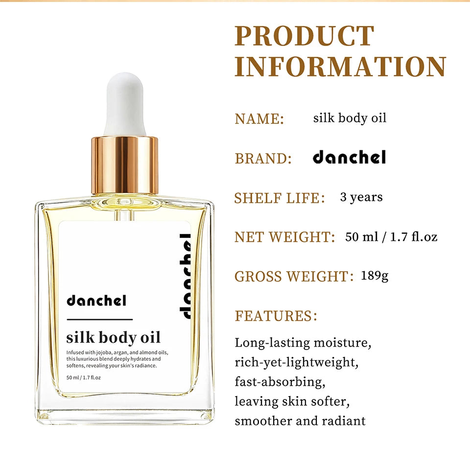 Silk Body Oil Face Body Versatile Care Fast Absorbing Deep Hydration Silky Smooth Brighten Even Tone Firm Skin Silk Body Oil