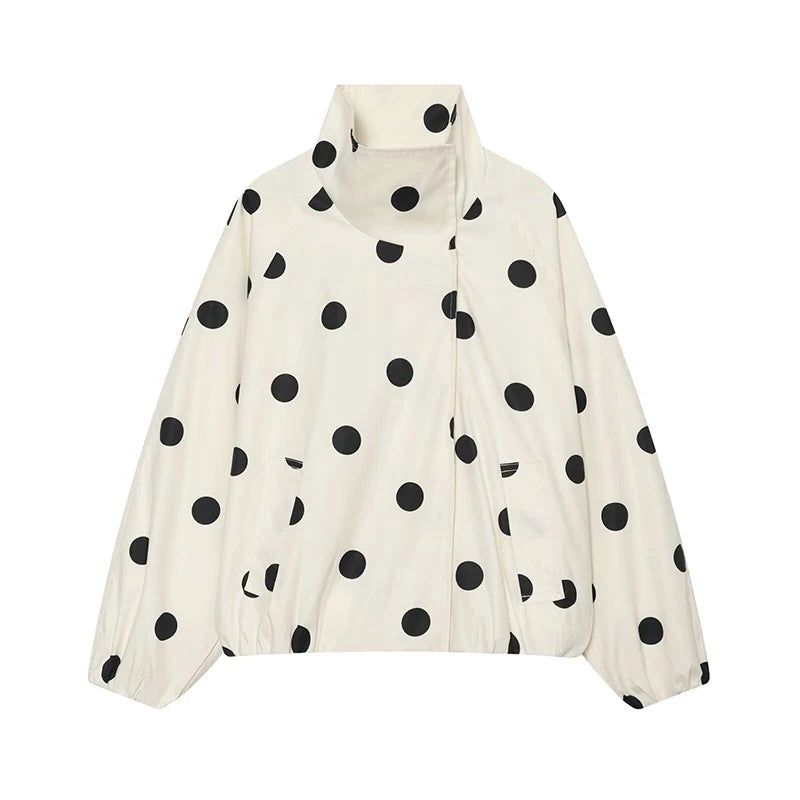 Women's Jackets Fashion Polka Dot Jacket Autumn Women Long Sleeve Loose Jackets Coats Streetwear Female Outerwear Tops