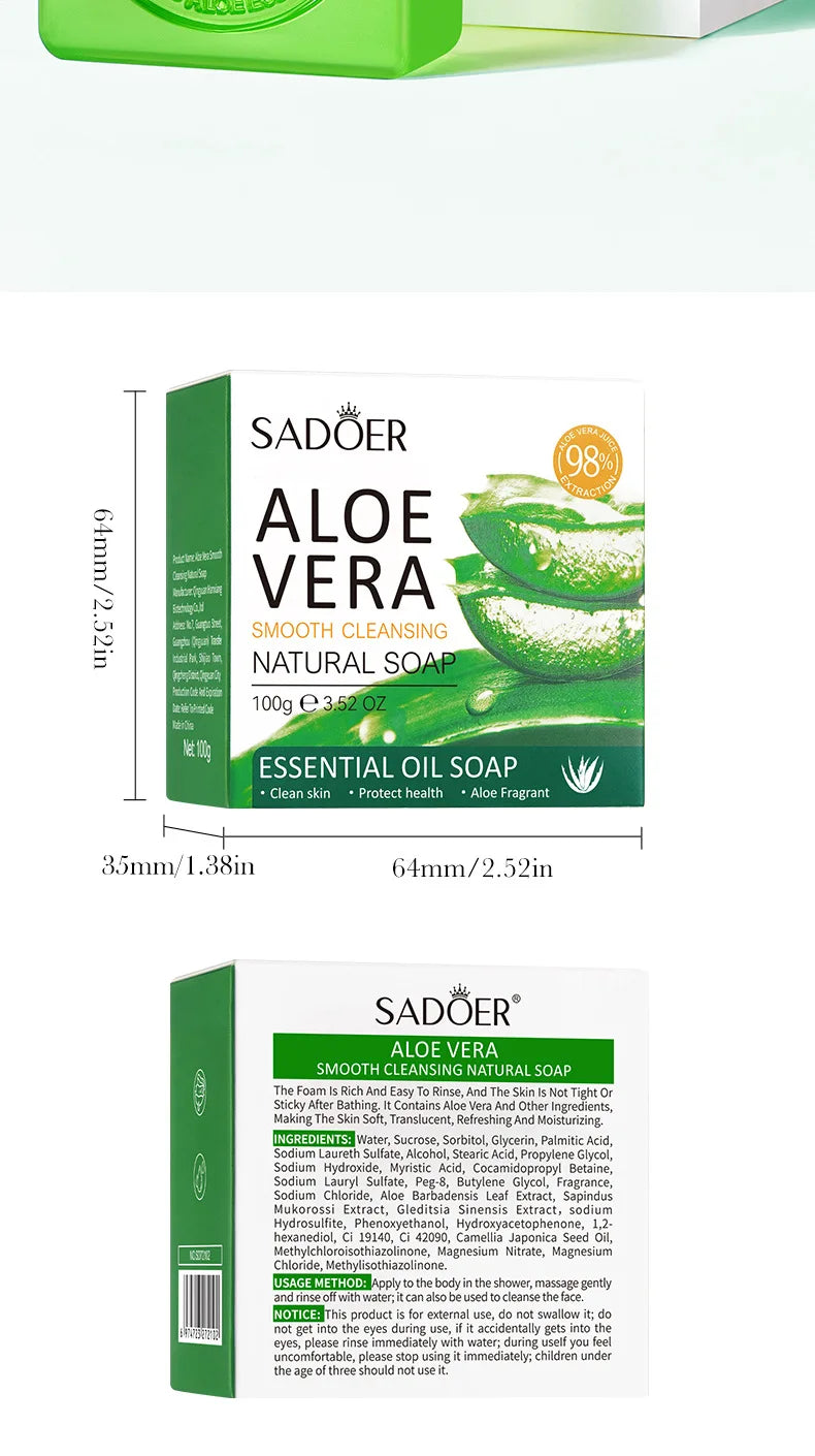 Aloe Vera Smooth Cleansing Natural Soap Cleansing Smooth Handmade Essential Oil Soap100g