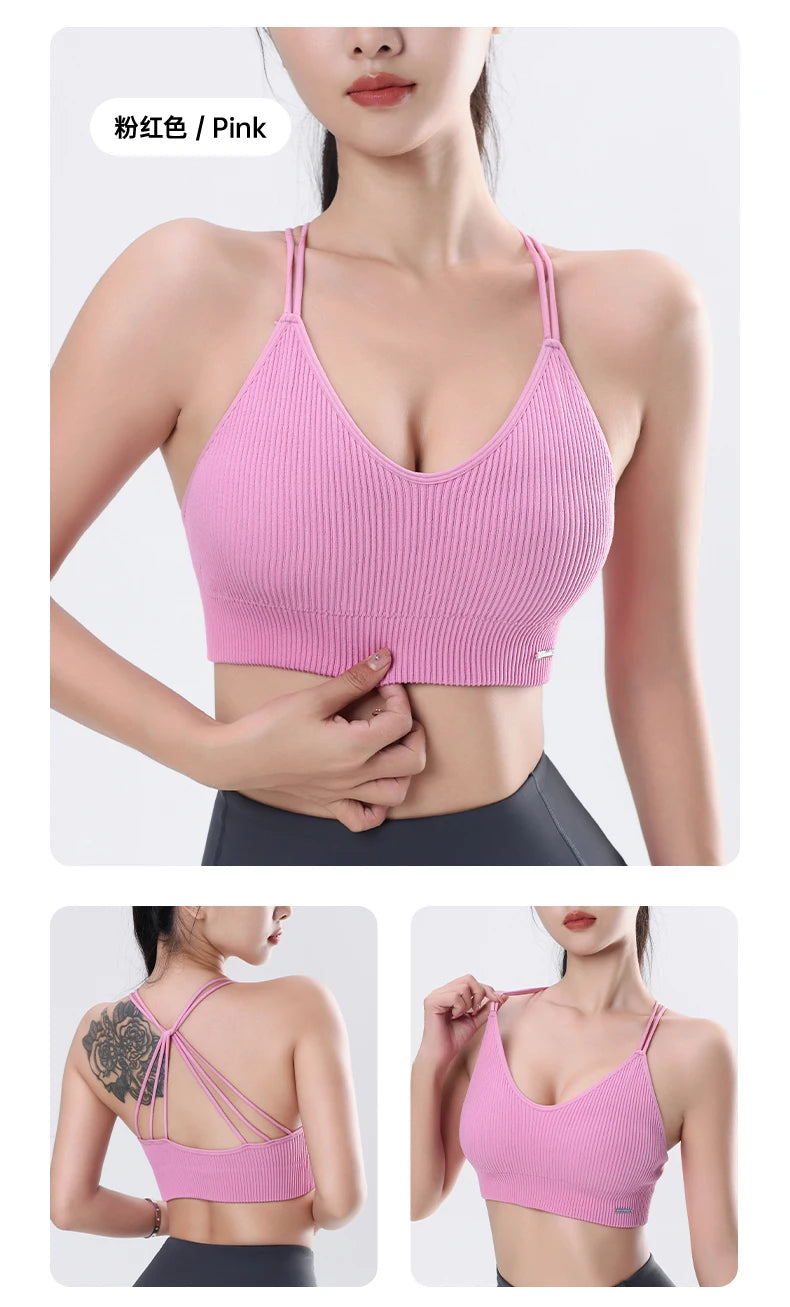 Women's Sports Bra Shock-proof Push-up Beautiful Back Cross Fitness Vest Top Gym Clothing Yoga Vest Running Sexy Fitness Bra