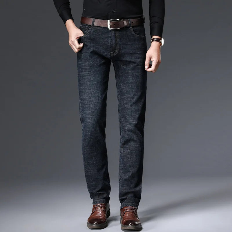 JEAN2026 Autumn/Winter New Men's Casual Pants, High-Quality Business Formal Sportswear Jeans, Straight-Leg Stretch Long Pants