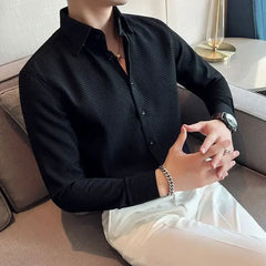 Slim Waffle Business Shirt Men