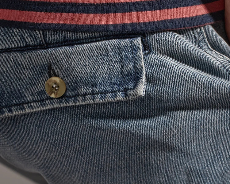 Retro Denim Utility Knee Shorts