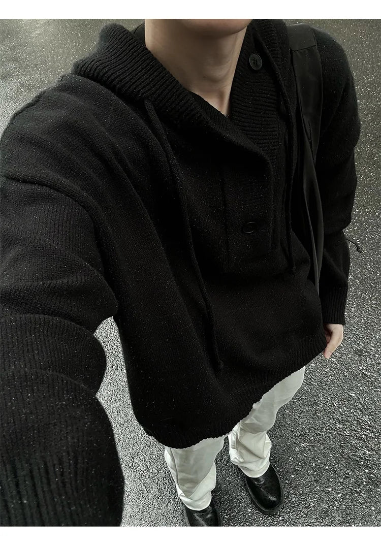 New Autumn Winter Sweaters for Men Loose Trendy Brand Hooded Pullover Sweaters