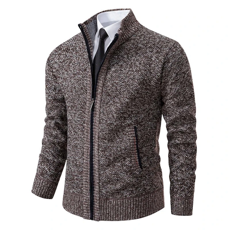 Stand Collar Fleece Zip Cardigan