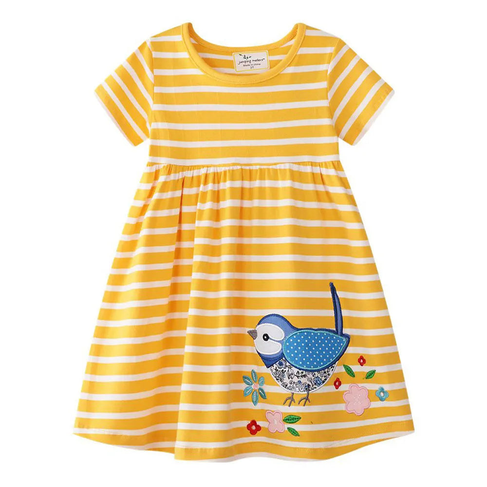 Dinosaur Embroidered Summer Girls Dress