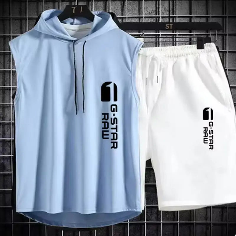 Men's track suit summer sportswear two-piece t-shirt shorts brand tracksuit jogging men's sports suit fitness clothes exercise