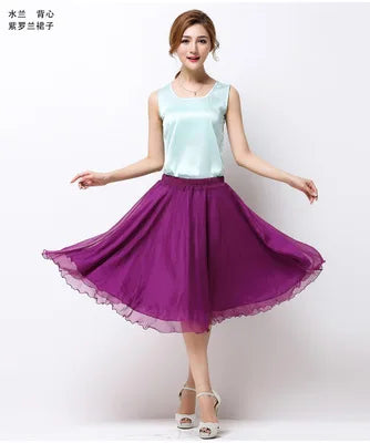Silk Pleated High Waist Midi
