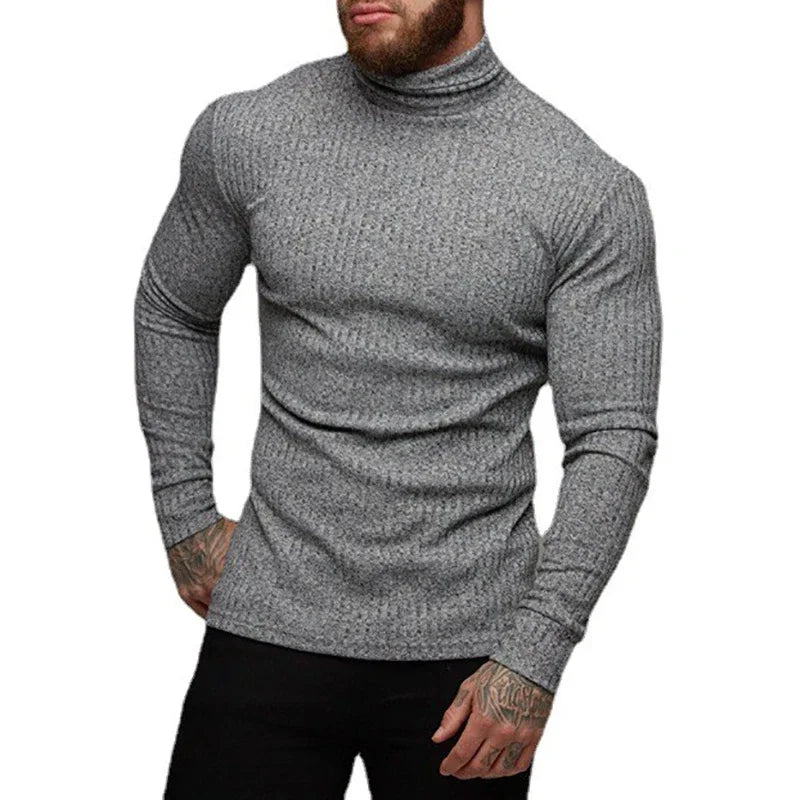 Slim Ribbed Turtleneck Pullover