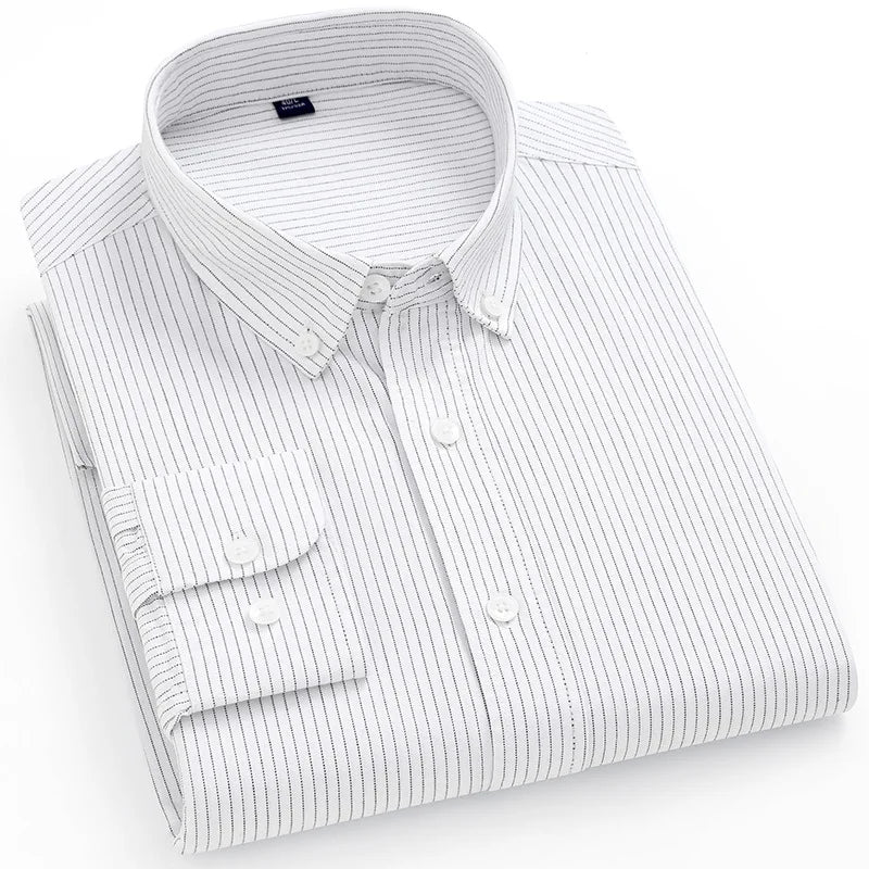 Striped Plaid Cotton Slim Shirt