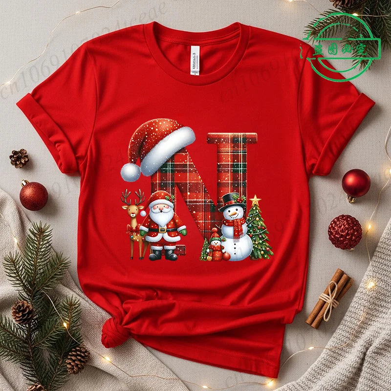 Festive Alphabet Holiday Casual Tee