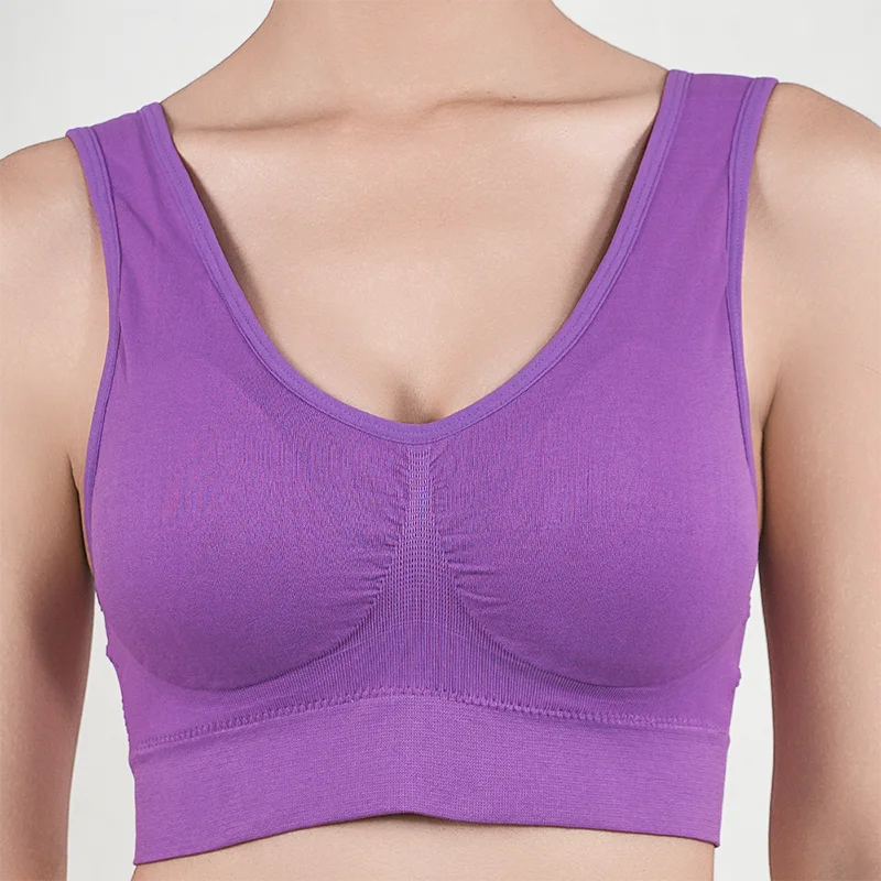 Women Breathable Sports Bra Absorb Sweat Shockproof Padded Gym Running Fitness Double Layer Seamless Yoga Sports Bras Underwear