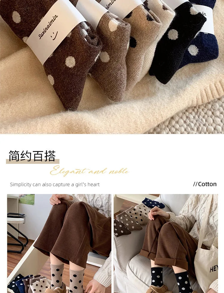 Polka Velvet Winter Socks