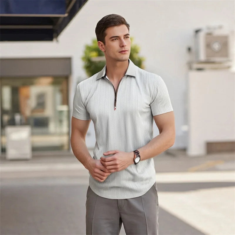 Jacquard Zip Polo