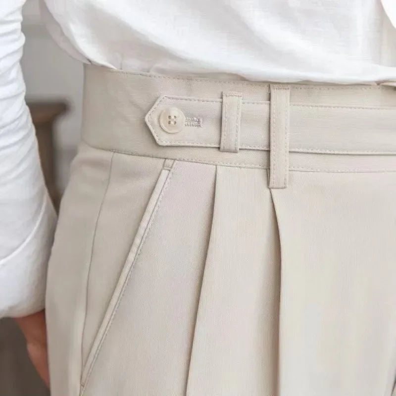 Classic Pleated Business Suit Trousers