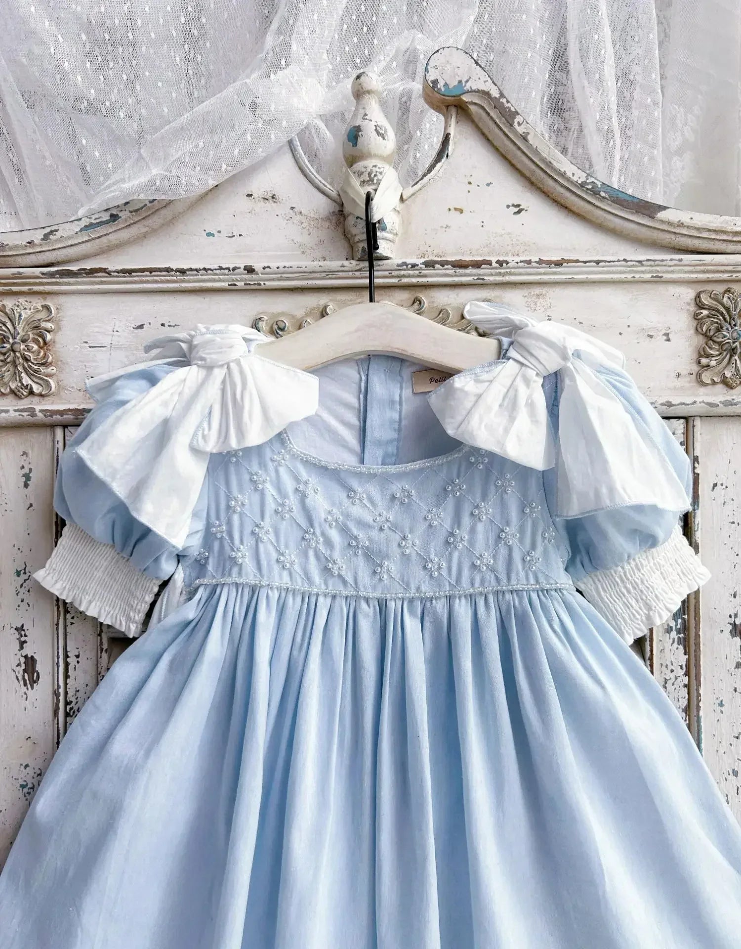 Embroidered Bow Princess Girls Dress