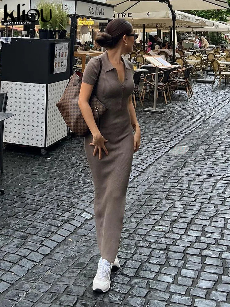 Elegant Collar Side Slit Dress