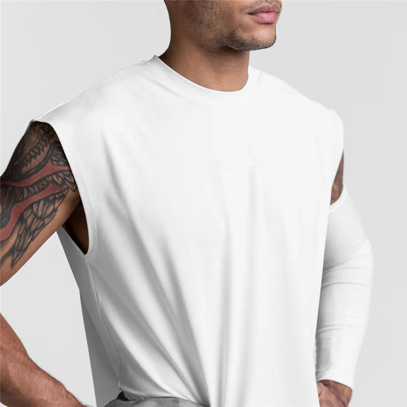 Gym Bodybuilding Tank Tops Mens Fitness Training Sleeveless Shirt Workout Muscle Vests Mesh Breathable Quick Dry Loose Singlets