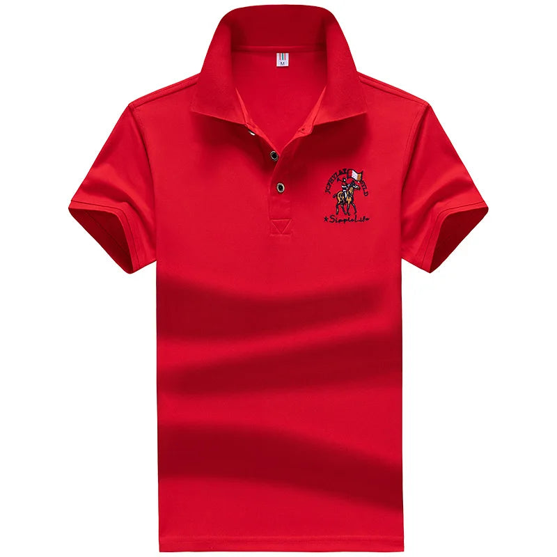 Polo Shirt Men Summer New Men's Short-Sleeved Polo Shirt Mens Embroidery Synthetic Fiber Fabric Youth Casual Business Polo Shirt