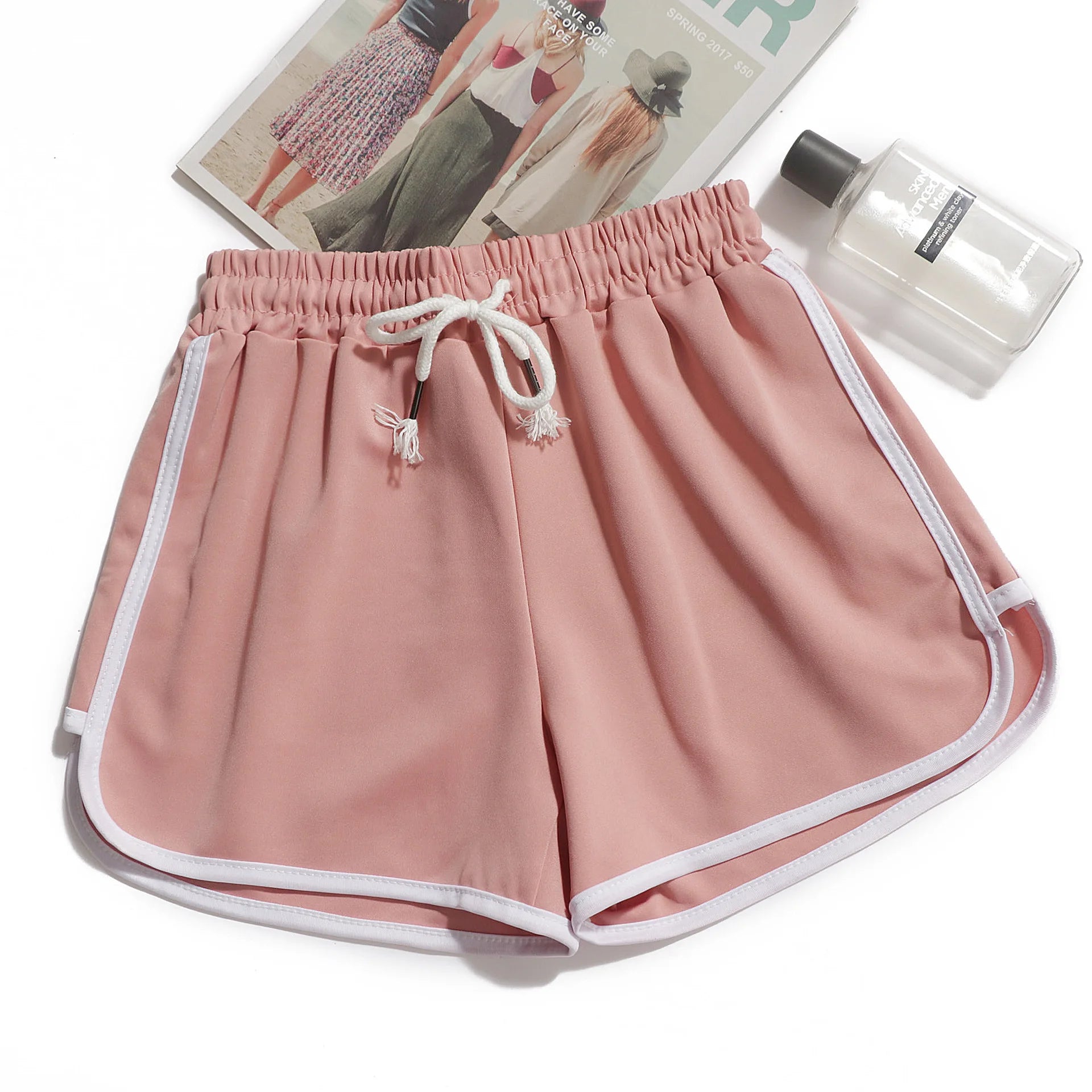 Women Yoga Shorts Summer Outer Wear Mid-Waist Casual Loose Straight Pants Lady Stylish Thin Breathable Wide Leg Gym Short Pants