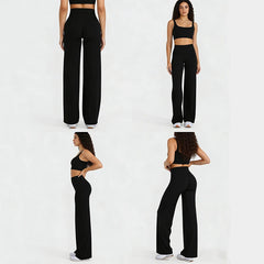 Sports Yoga High Waist Flared Leggings Women Gym Naked Feel Lift The Hips Wide Leg Pants Woman Pilates Running Sport Trousers