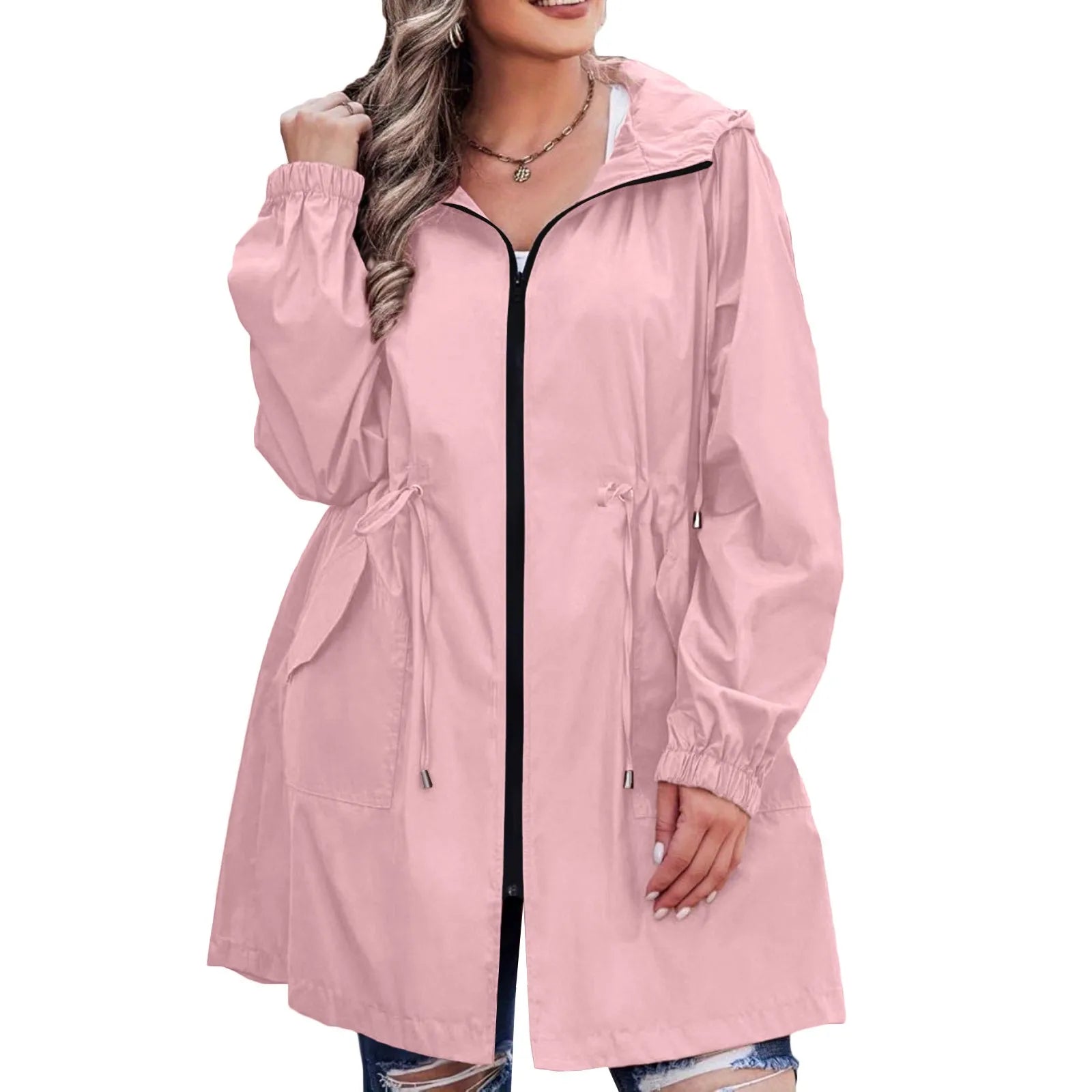 Women Trench Coat New Spring Autumn Jacket Casual Long Sleeve Hooded Mid Long Windbreaker Female Overcoat High-Quality Coats