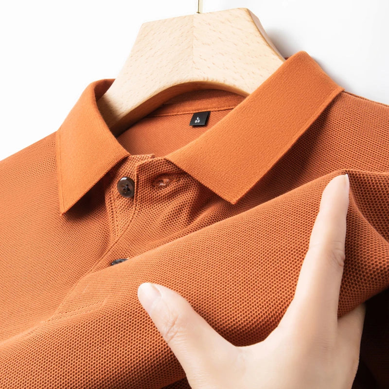 Classic Men Short Sleeve Polo Shirt 100% Mercerized Cotton Breathable Summer Golf Business Casual Athletic Tops