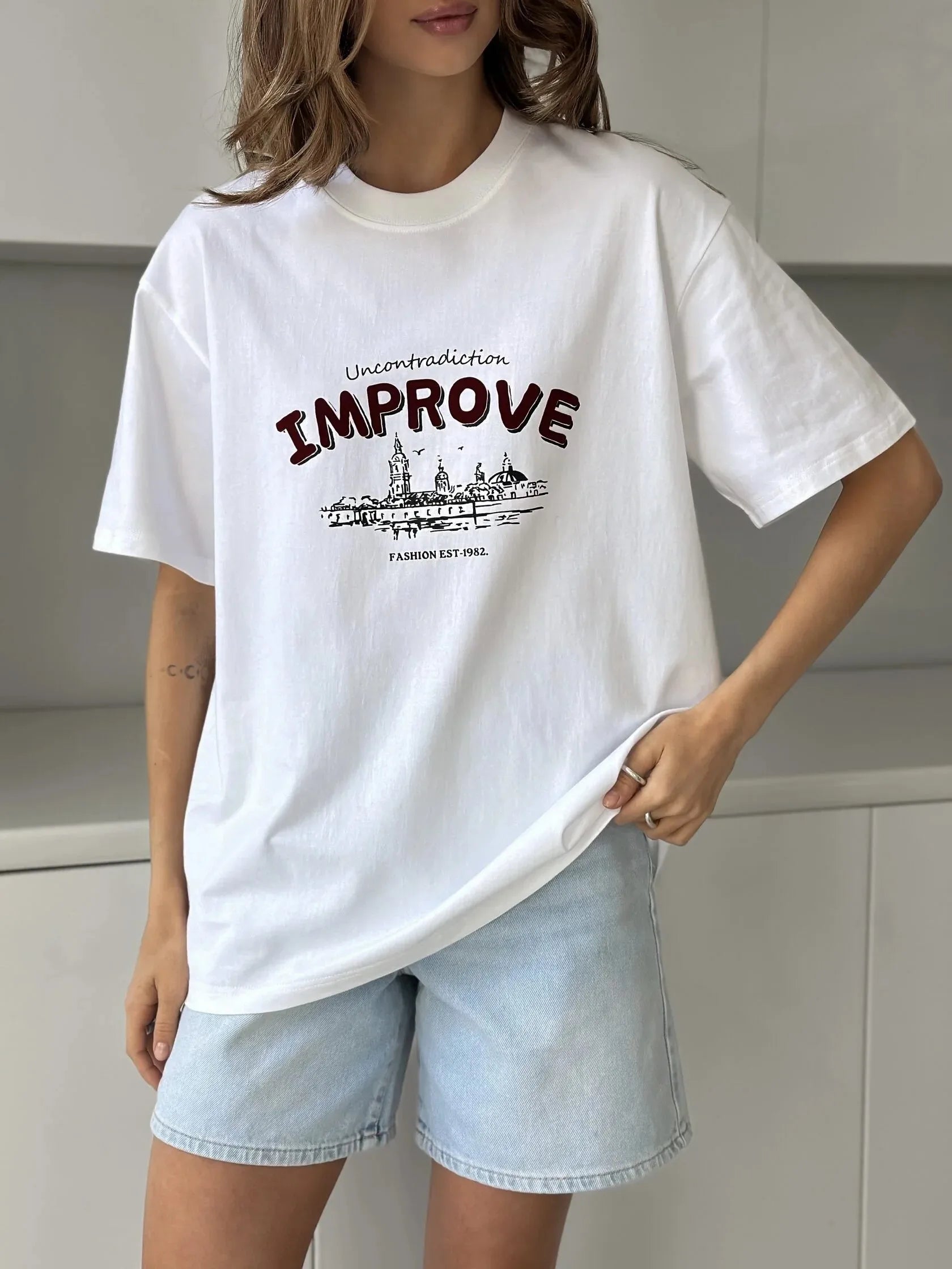 Vintage Cotton Printed Casual Tee