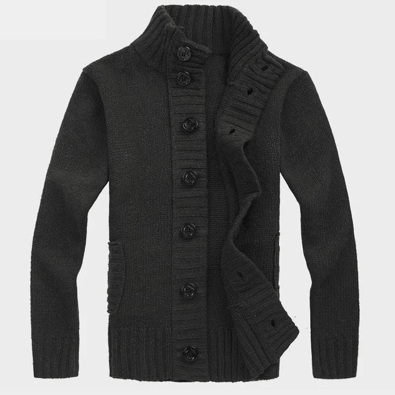 Buttoned Stand Collar Cardigan