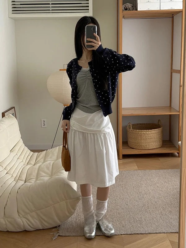 Chic Korean Style  Skirt for Young Women Spring Autumn Winter Seasonal Fashionable Inner Wear Casual Versatile Skirt