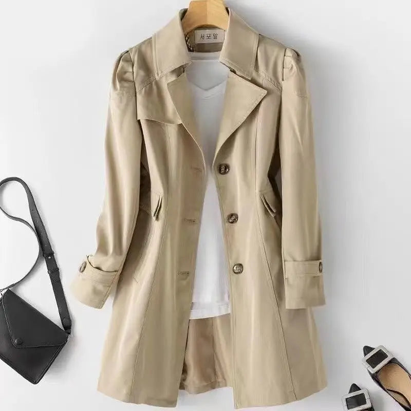 Slim Double Breasted Long Trench