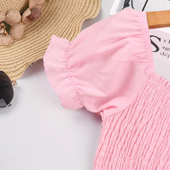 Pink Shirred Princess Summer Dress