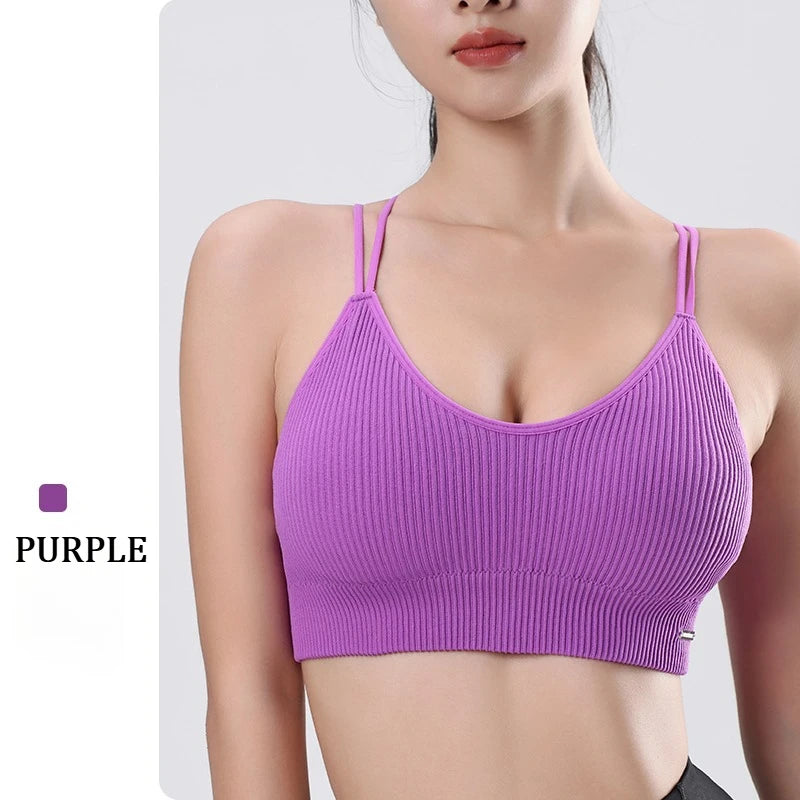 Women's Sports Bra Shock-proof Push-up Beautiful Back Cross Fitness Vest Top Gym Clothing Yoga Vest Running Sexy Fitness Bra