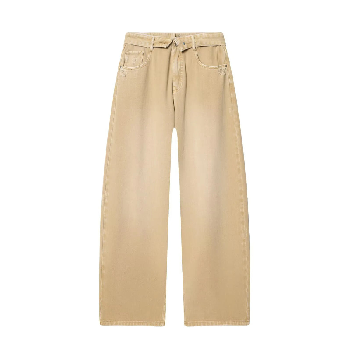2026 Summer New Women's Clothing Retro Style Loose and Versatile Mid Waist Casual Piercing and Flanging Jeans