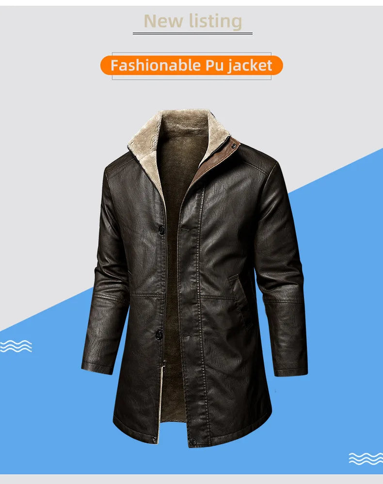 Vintage Faux Leather Winter Coat