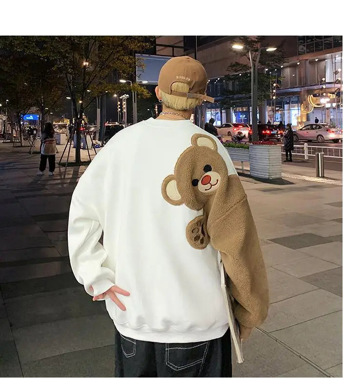 Winter Pullover Sweater Women Tops Bear Boho Casual Pocket Long Sleeve Pull Female Solid Warm Sweaters Pullovers