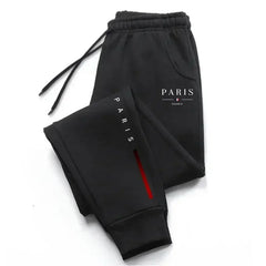 Stylish high-grade sweat joggers for city men, unique Paris print, multi-scene trousers for travel, sports and home leisure.