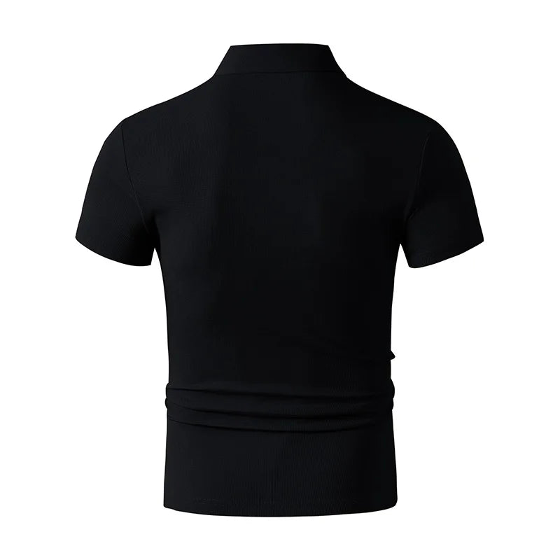 2026 New Men's Casual and Fashionable Simple Collared Short Sleeved Polo Shirt Summer Comfortable Breathable and Versatile Top