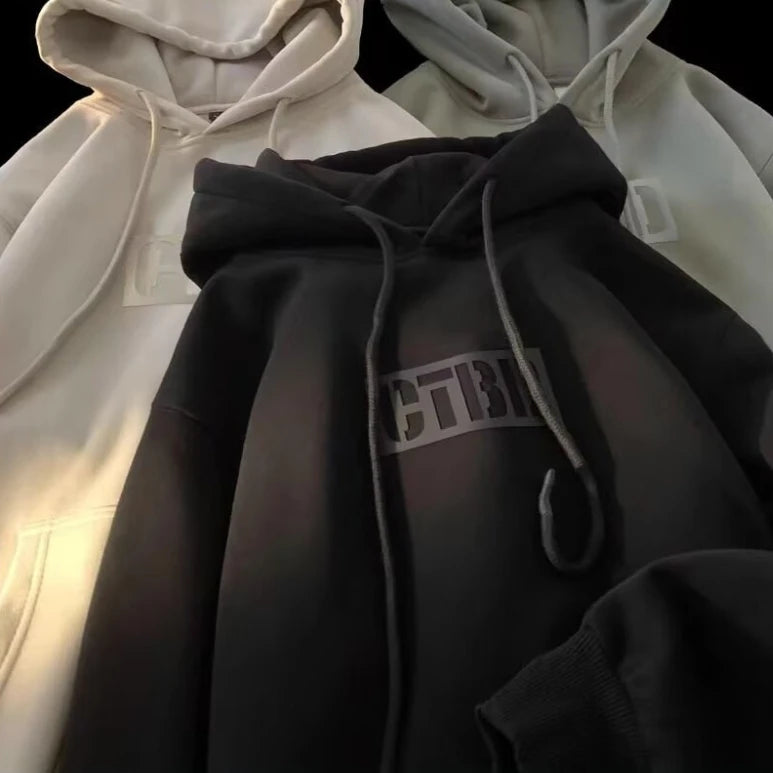 Loose Fit Letter Print Hoodie