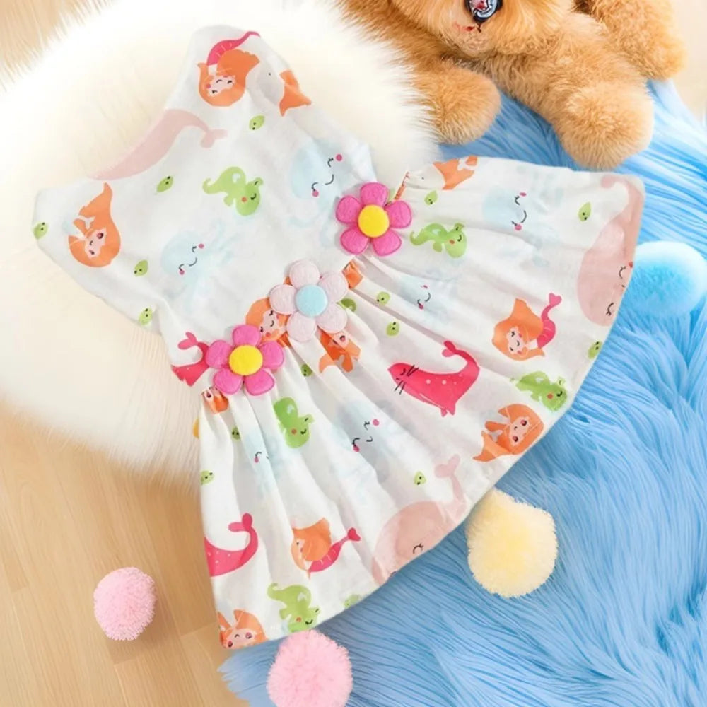 Adorable Printed Puppy Summer Dress