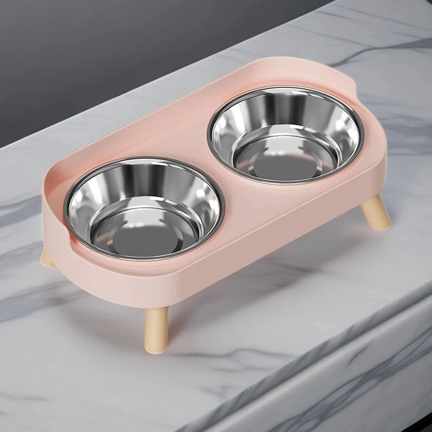 HOMEFISH Dopamine Multicoloured Tall Pet Feeder with Two Stainless Steel Bowls and Neck Support