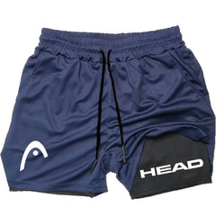 2025 trendy street style fitness shorts for men, quick drying gym training, jogging, double-layer sports shorts