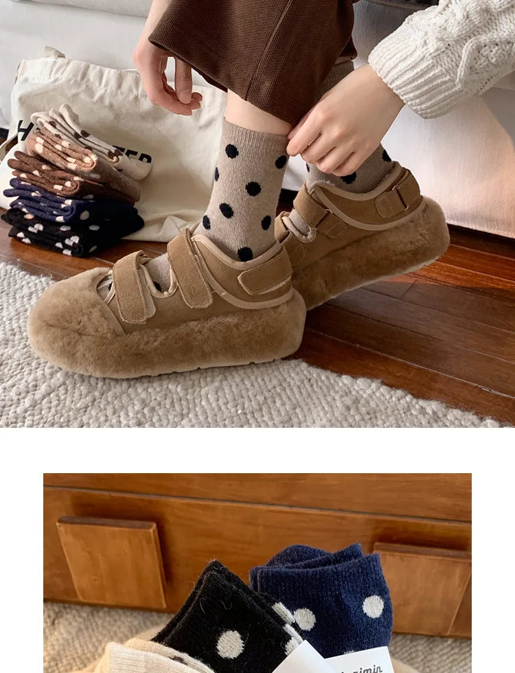 Polka Velvet Winter Socks