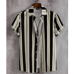 Hawaiian Shirts For Men 3d Striped Print Short Sleeve Shirts Summer Loose Casual Tops Simple Fashion Oversized Men Clothing