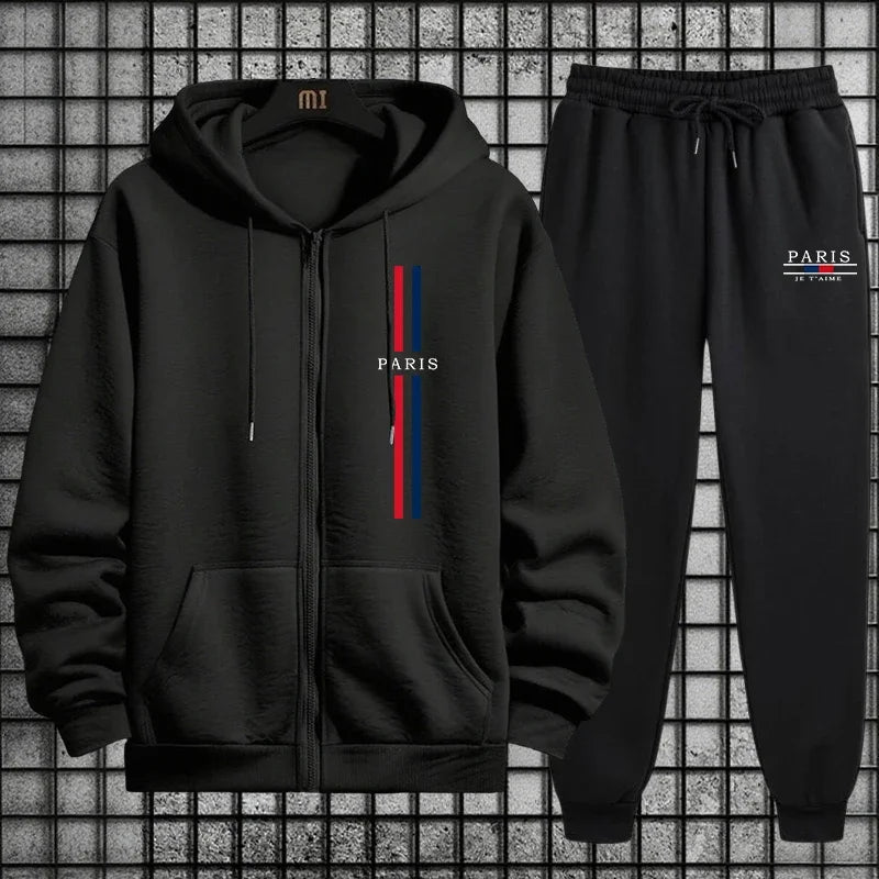 Womens Tracksuit Set 2026 Streetwear Paris Fashion 2 Pieces Outfit Zipper Hoodie and Joggers Autumn Winter Casual Sportswear