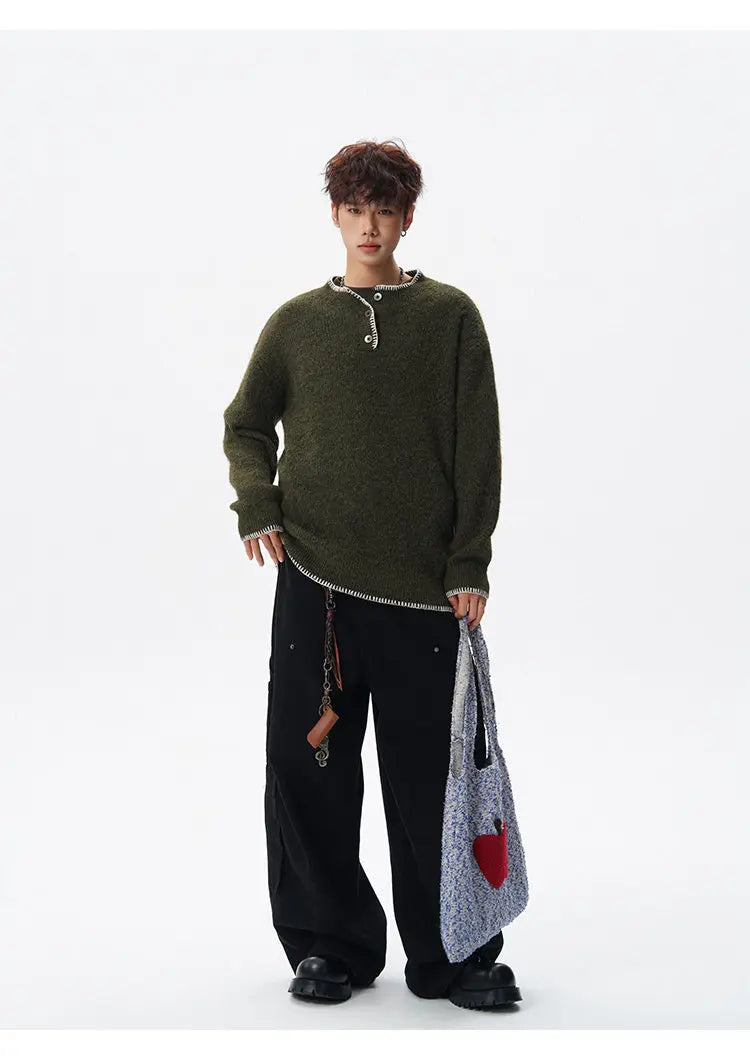 Korean Button Knit Pullover