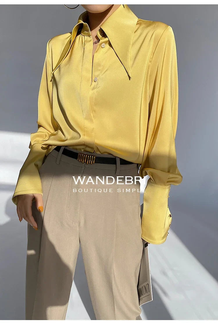 Elegant Satin Office Casual Shirt