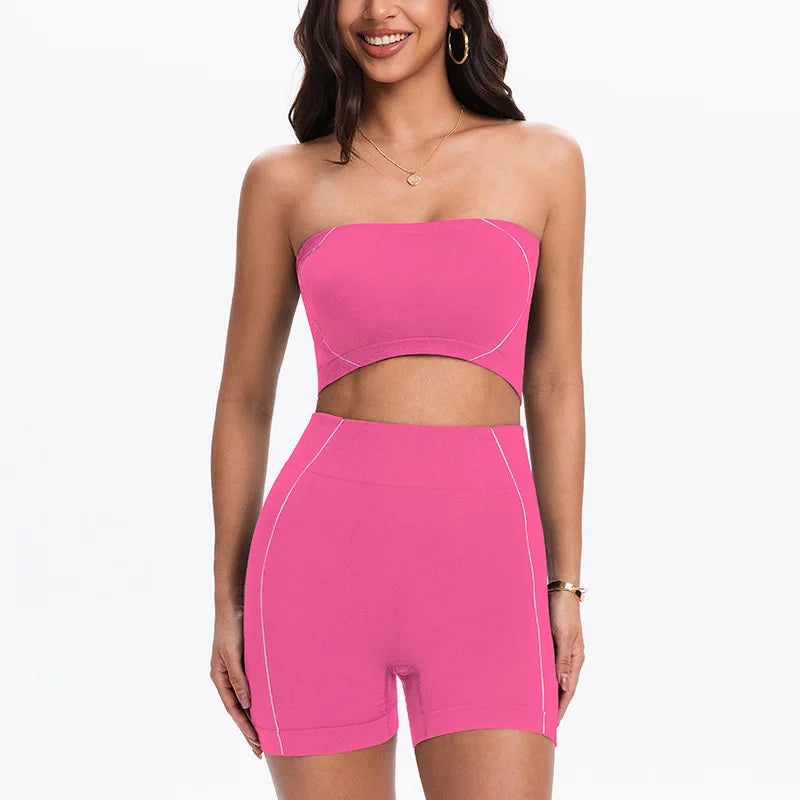 Women's Side Line Contrast Yoga Set Flat Seam Moisture Wicking Anti Rubbing Outdoor Workout Daily Trendy Fitness Two Piece Suit