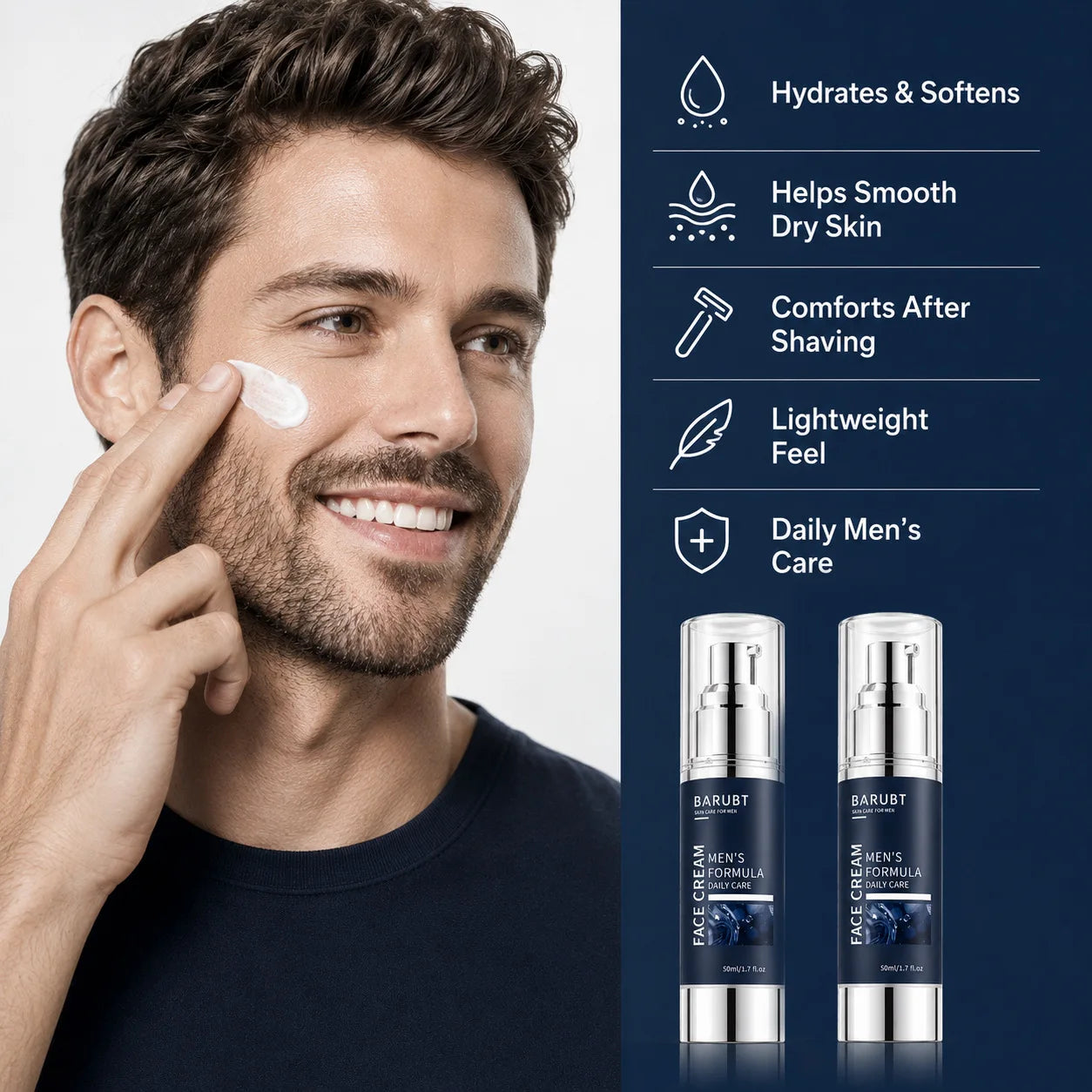 BARUBT Men's Moisturizing Cream 50ml Moisturizing Facial Skin Care Oil Control Moisturizing Autumn and Winter Men's Face Cream