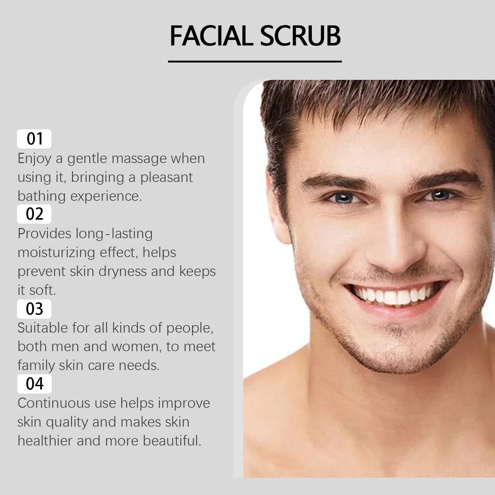 Men's Deep Cleansing Facial Scrub Non-Tight Exfoliating Skin Refreshing Face Care for Men